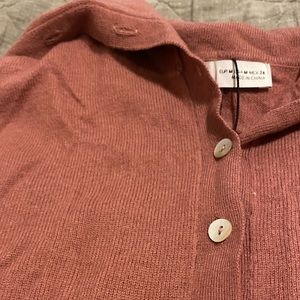 Zara Salmon 100% Wool Half Button Down Light Sweater